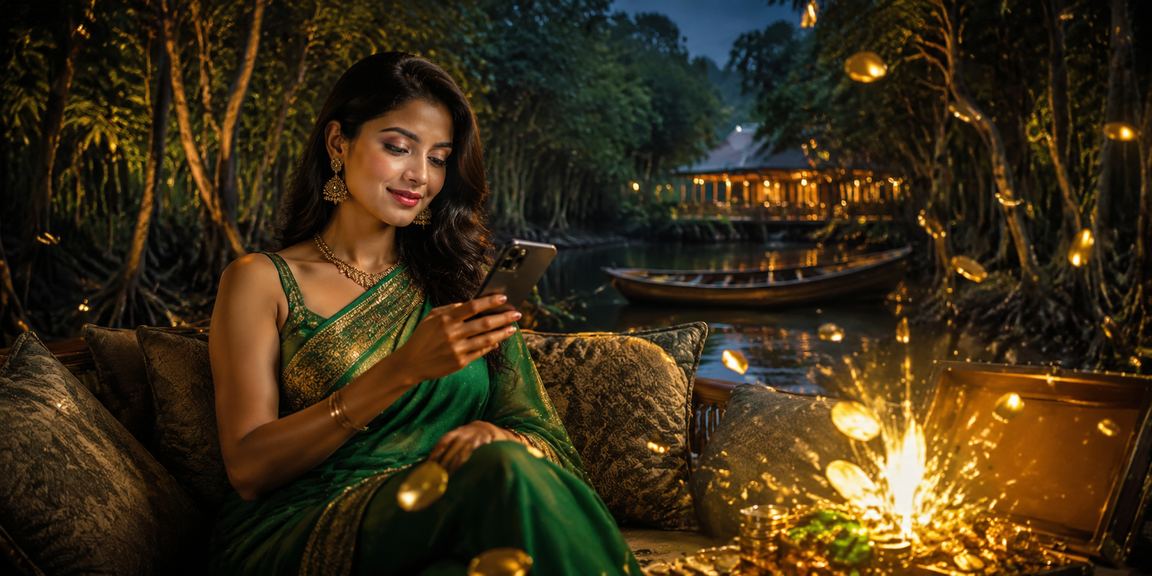 সুন্দরবন এলাকায় মোবাইলে ক্যাসিনো ব্যবহার করছেন একজন নারী