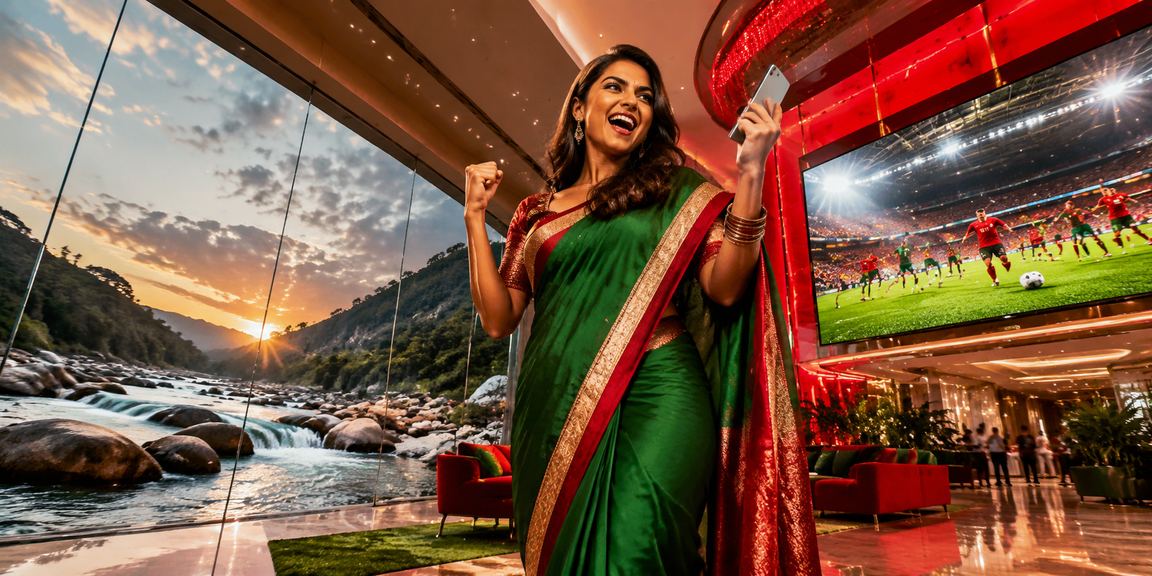 সিলেটে লাল-সবুজ রঙের পরিবেশে মোবাইলে ক্যাসিনো গেম খেলছেন একজন ব্যবহারকারী